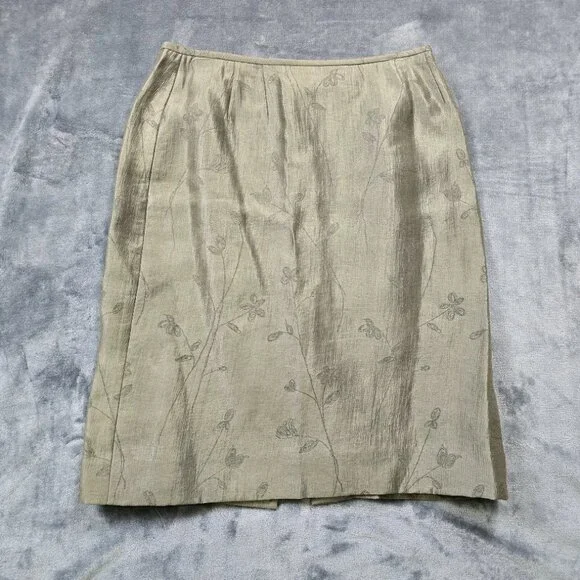 Floral Jacquard Skirt Suit Set Sage Green Size 12 - Picture 11 of 16